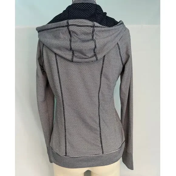 Athleta Navy Stripe Half-Zip Pullover Women’s M Athletic Athleisure Hoodie - Picture 3 of 5